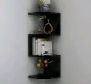 Gorgeous Zig-Zag Wooden Wall Shelves – Set of 4 | Stylish Corner Rack for Living Room & Bedroom