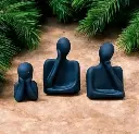 3-Piece White & Black Couple Family Statue | Resin Thinker Sculpture | Home Decor Showpiece