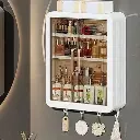 Wall-Mounted Premium Plastic Bathroom Storage Cabinet with Transparent Door – White | Multipurpose Organizer Shelf
