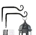 ecofynd® 2-Pack Metal Wall Hook Hanging Plant Bracket | Decorative Straight Iron Hanger for Planters, Lanterns, Bird Feeders & More (Black)