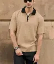 Men's Half Sleeve Polo Neck Zipper T-Shirt – Modern Fit with a Stylish Edge | Cotton Blend | Smart Casual Wear
