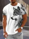 🐺 AM Men Solid Wolf Printed Round Neck T-shirt
