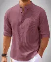 Men’s Mandarin Collar Full Sleeve Smart T-Shirt – Self-Design