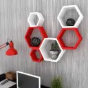 Namra Arts Hexagon Designer Wooden Storage Shelf – Set of 6 | Stylish Wall-Mounted Shelves for Home & Office Décor