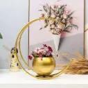 Gold Finish Metal Geometric Flower Vase – Modern Home & Table Decor (24 x 24 cm)