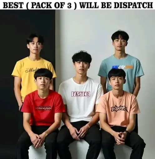 Men’s 3 PCS Cotton Printed T-Shirt Combo – Summer Casual Wear | 100% Combed Cotton | Lightweight & Breathable | Unisex Fit