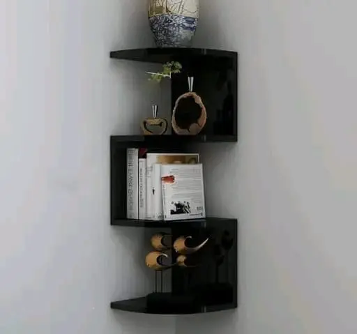 Gorgeous Zig-Zag Wooden Wall Shelves – Set of 4 | Stylish Corner Rack for Living Room & Bedroom