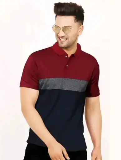 Men's Colorblocked T-Shirt – P52_MARON