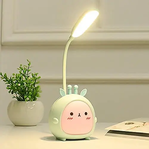 Cute Cartoon Desk Lamp for Kids – USB Rechargeable LED Study Table Lamp (Warm Yellow Light, Assorted Color)