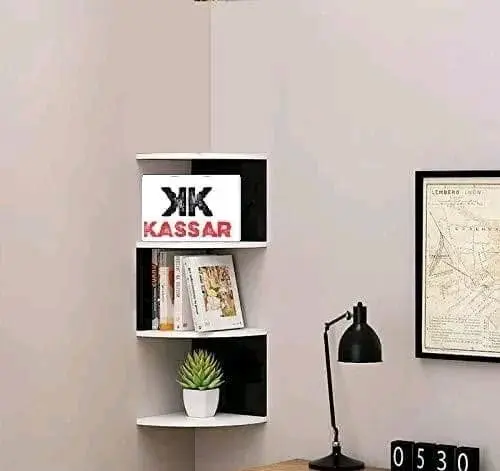 Gorgeous Zig-Zag Wooden Wall Shelves – Set of 4 | Stylish Corner Rack for Living Room & Bedroom