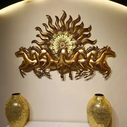 Beautiful & Attractive Metal 7 Horses Wall Decor (Rust-Free, 48 x 30 Inch)
