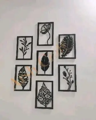 Wooden Wall Decor Hangings – Set of 7 Black Festive Toran for Home & Office Decoration