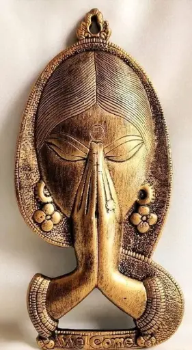 inDecor Metal Namaste Lady Face Wall Hanging – Multicolor Welcome Showpiece for Home & Office