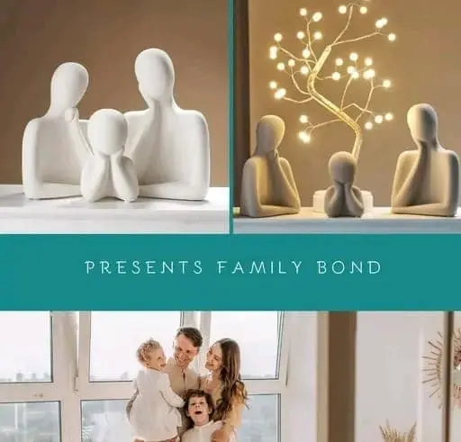 3-Piece White & Black Couple Family Statue | Resin Thinker Sculpture | Home Decor Showpiece