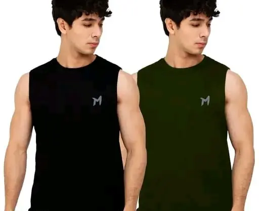Mebadass Solid Tank Top Vest – Combo of 2 | Cotton Blend | Sleeveless | Summer Comfort